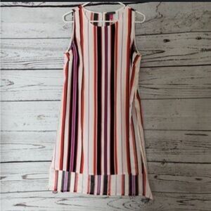 Vince Camuto Ivory Multi Striped High-Low Tunic size large